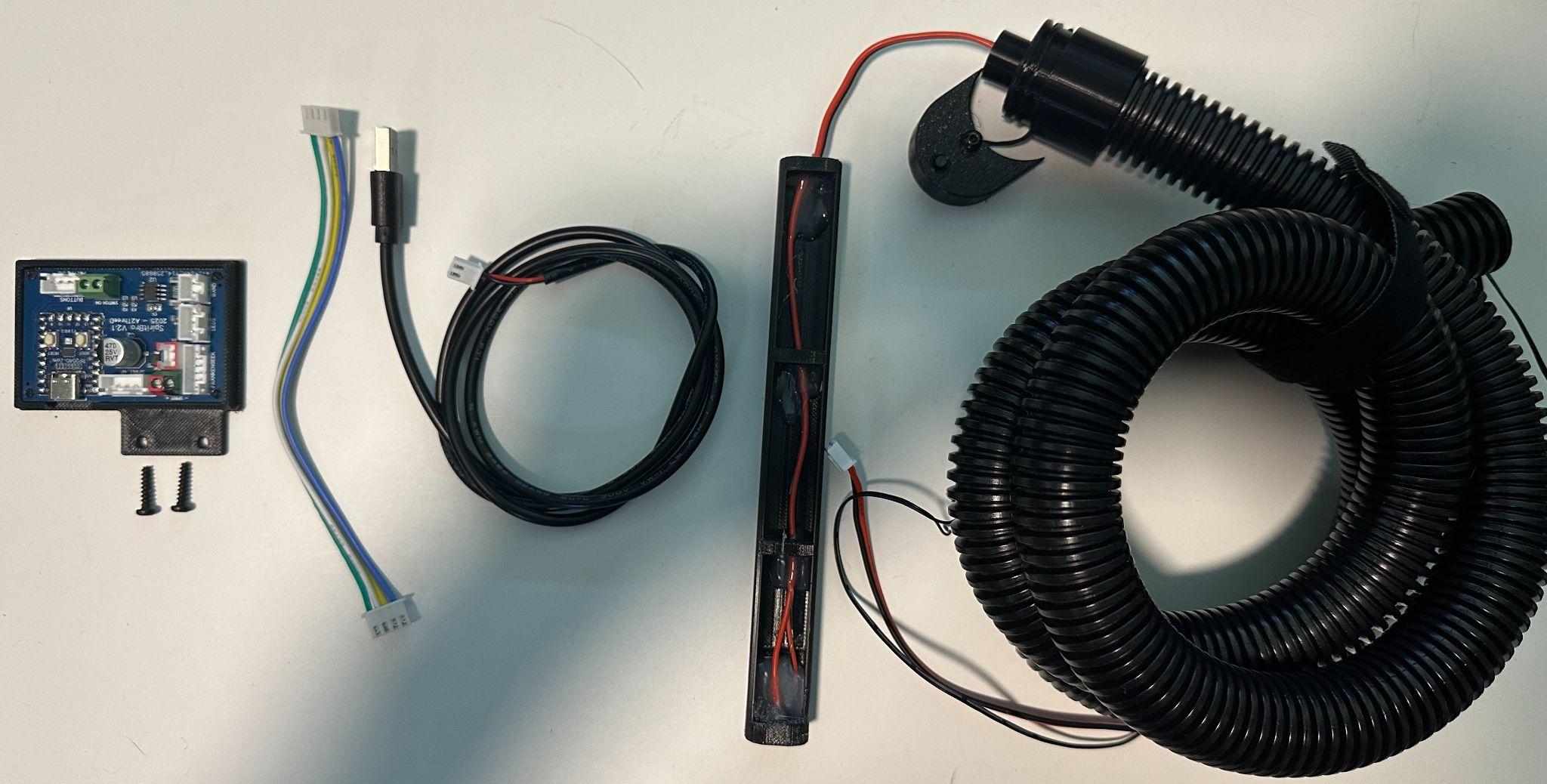 SpiritBro adapter kit with board, cables, and wand hose