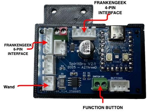 SpiritBro connector diagram for FrankenGeek electronics