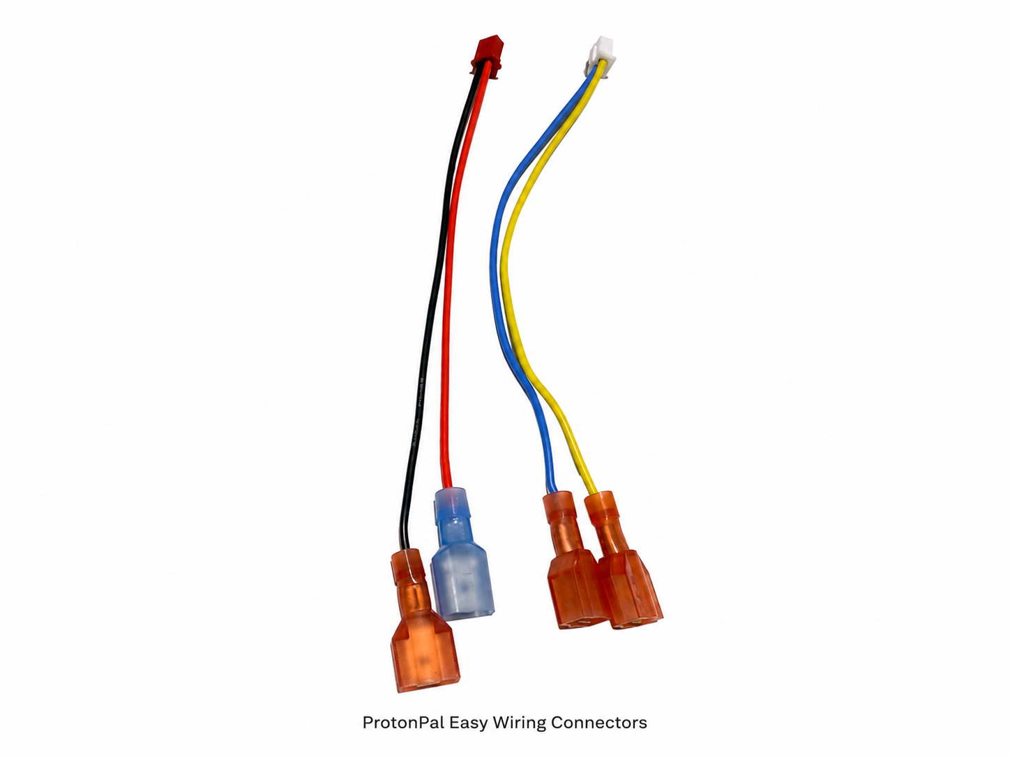 ProtonPal easy wiring connectors with red, black, blue, and yellow wires